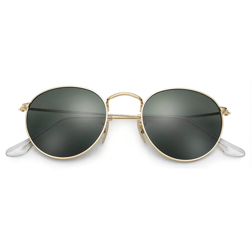 Glass Lens Classic Retro Round Metal Sunglasses Womens Men Real Glass Lenses Sun Glasses for Male Female Ladies Gafas Oculos Lunette De Soleil Femme