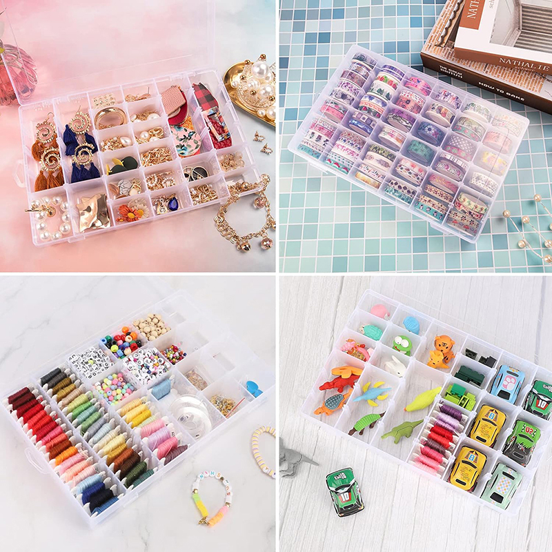 Detachable and Adjustable Storage Box Transparent Plastic Desk Organizer Jewelry Debris Toy Storage Box