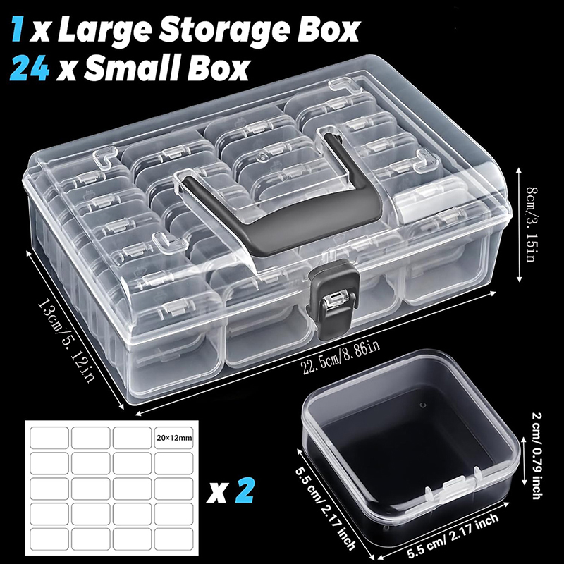 24 Lattice Transparent Storage Box Loose Beads Girls Jewelry Multi-functional Desktop Plastic Storage Box