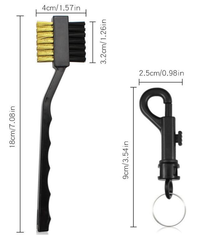 Golf Cleaning Brush Portable Non-slip Handle Grip Dirt Removal Nylon Bristles Double Side Golf Club Cleaner Golf Accessories