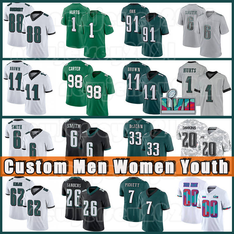 Jalen Hurts DeVonta Smith Football Jersey Philadelphiaes Lane Johnson Eagleses A.J. Brown Davis Saquon Barkley Jason Kelce Darius Slay Jalen Carter Kenny Pickett