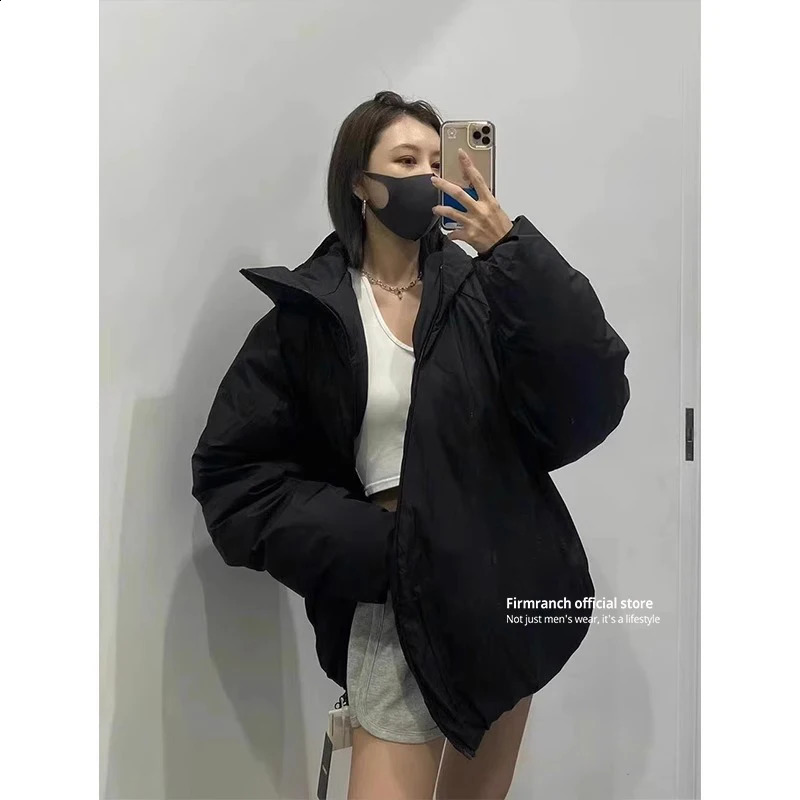 Firmranch PAF Curled Zipper n Hooded Snow Jacket Loose Bread Puff Jacket Suitable for Men Women Warm Park Winter Jacket 241202