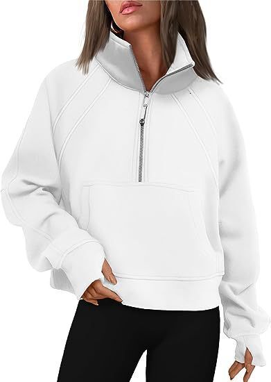 Designer yoga clothes for autumn winter, European and American women's clothing new half zipper short style stand up collar with fleece solid col