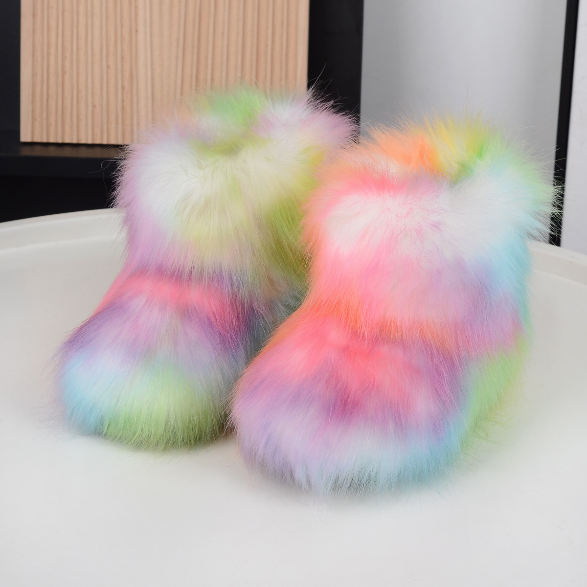 Children Style Boots fur thick bottom trendy orange snow boots for Kids 2025 autumn and winter new fashion casual designer sneaker Size 23-36