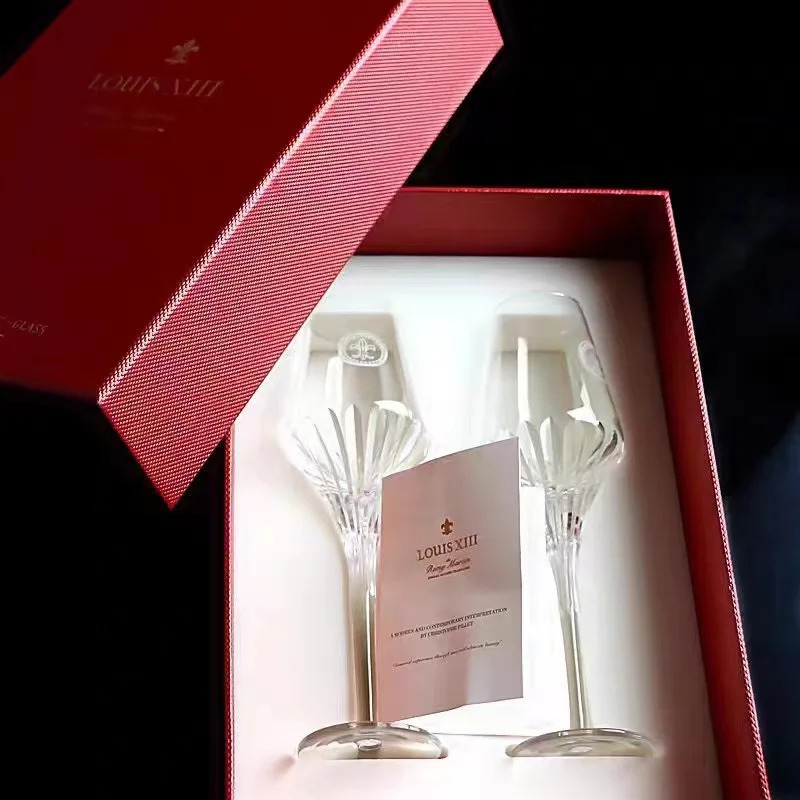 100ML Light Retro Red Wine Glasses Business Gift Box Set Crystal Glass Whiskey Champagne Glass Transparent Light Glass 241204