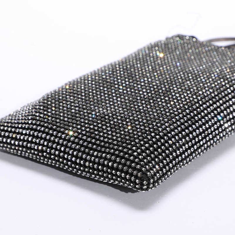 New Style Rhinestone Bag Inlaid with Diamond Dress Banquet Net Red Shiny Reflective Bracelet Portable Party Bag 241204