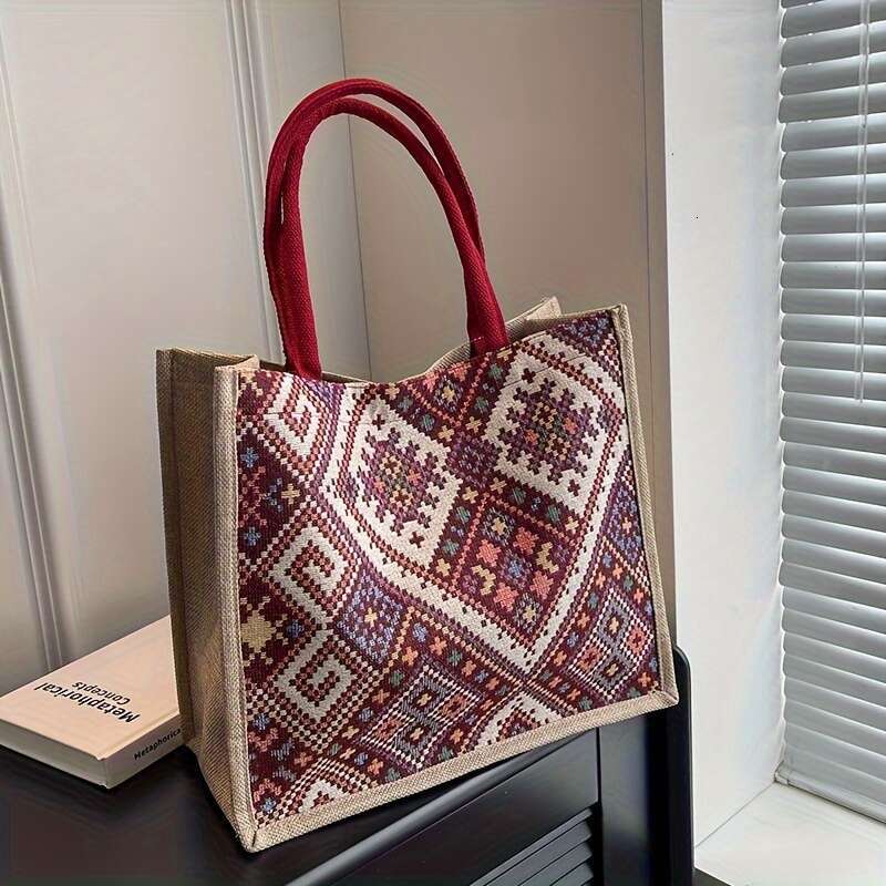 A girl's high-capacity printed commuting bag, ethnic style student casual shopping handbag, is an ideal choice for gifts