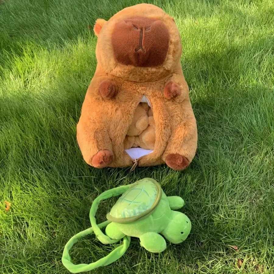 Capybara Plush Toy Set Mommy with 4 Little Capibaras Capibala Plushie Dolls Stuffed Animal Pillow Turtle Backpack Car DecorXJ241204