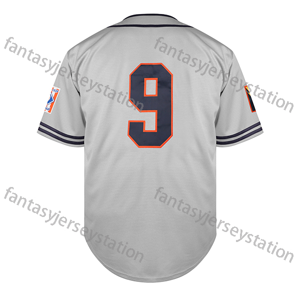 Men's Vintage #9 Knights Baseball Jersey - Retro Gray, Polyester, Machine Washable, Embroidered Lettering & Numbers, Perfect for Sports & Casual 