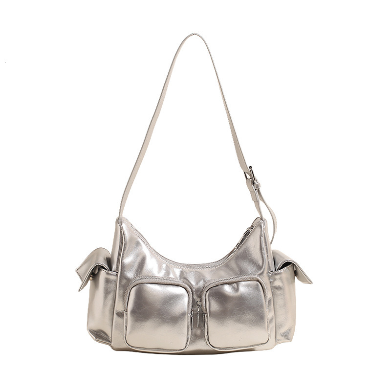 High end multi pocket motorcycle armpit for women 2024 new fashionable women's niche simple single shoulder crossbody bag