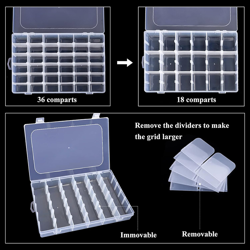 Detachable and Adjustable Storage Box Transparent Plastic Desk Organizer Jewelry Debris Toy Storage Box