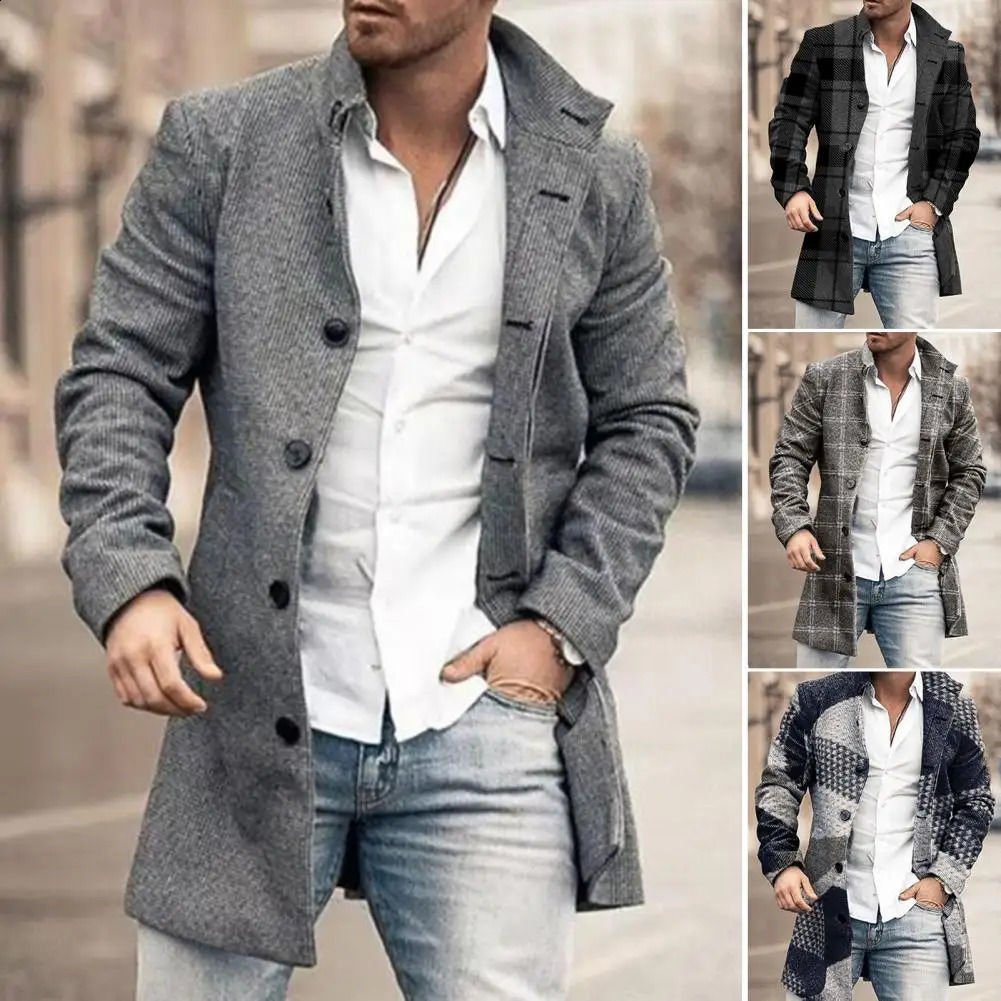 Simple mens jacket plain weave autumn winter cold pocket jacket outerwear mens daily clothing coat 241203