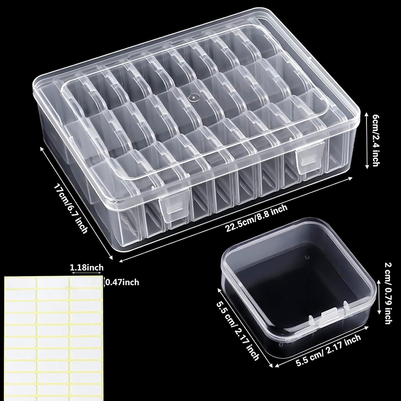 30 Grid Transparent Plastic Jewelry Storage Box Multifunctional Rectangle Desktop Storage for Household Sundries Bathroom Use