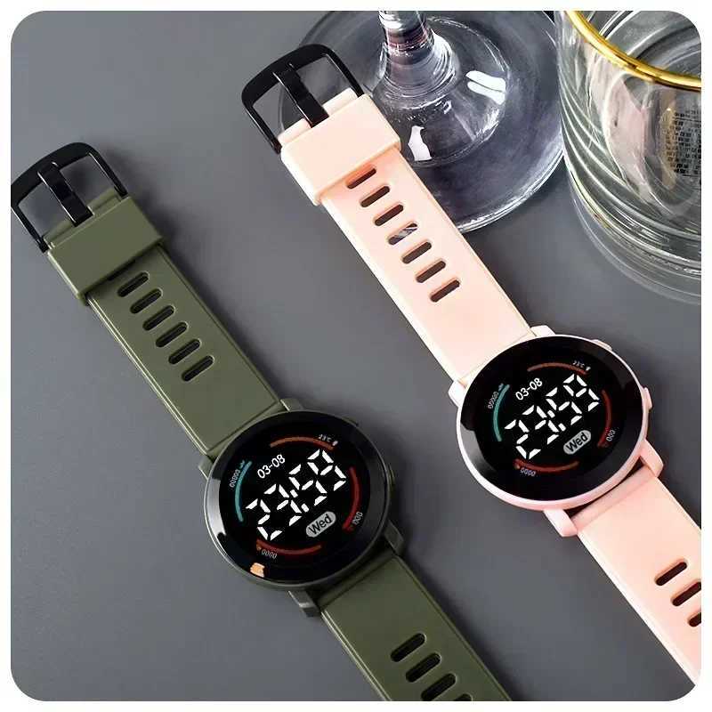 LED digital childrens watch luminous waterproof sports childrens watch silicone strap electronic watch X2412042