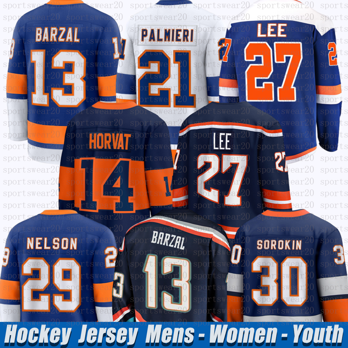13 Mathew Barzal new york hockey jersey islandersS jersey Anders LeeS Ilya Sorokin Brock Nelson Bo Horvat Simon Holmstrom Maxim Tsyplakov Pageau Noah Dobson jerseys