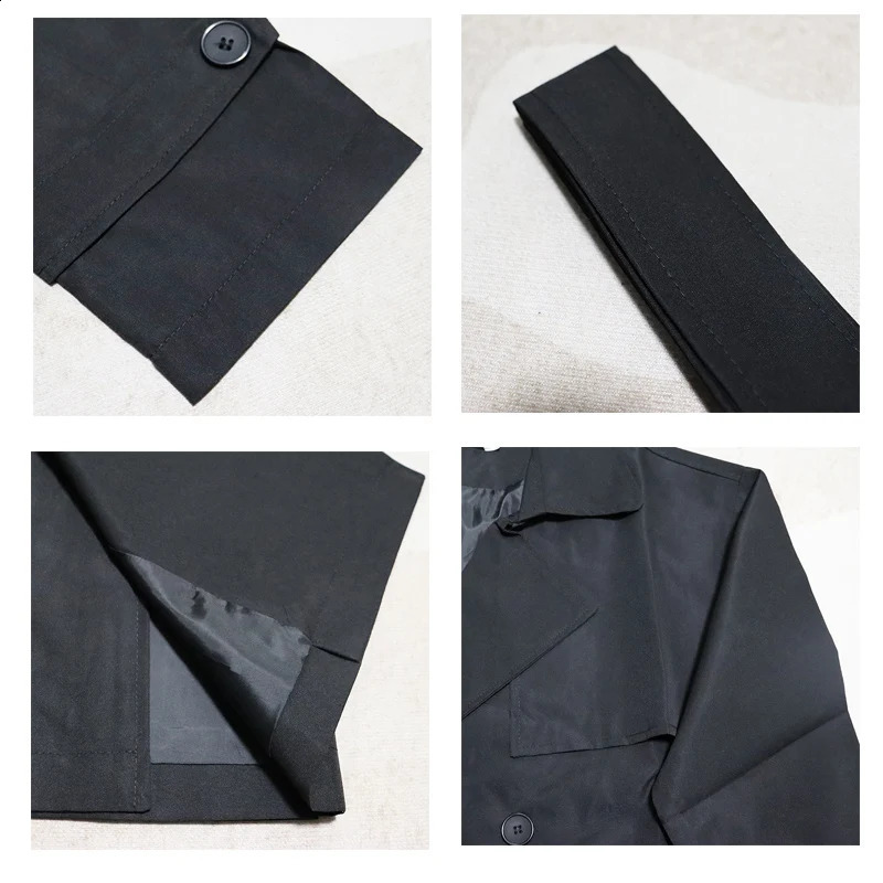 Korean spring trench coat mens street clothing windproof trench coat mens solid business casual loose long coat 241203