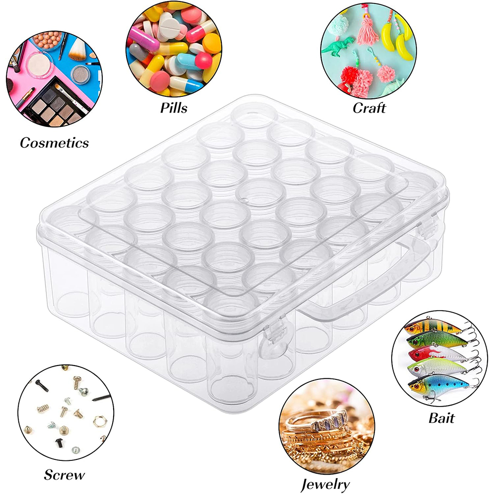 30 Large Transparent Plastic Storage Boxes for Diamond Painting Beads Particles Spices with Convenient Storage Container