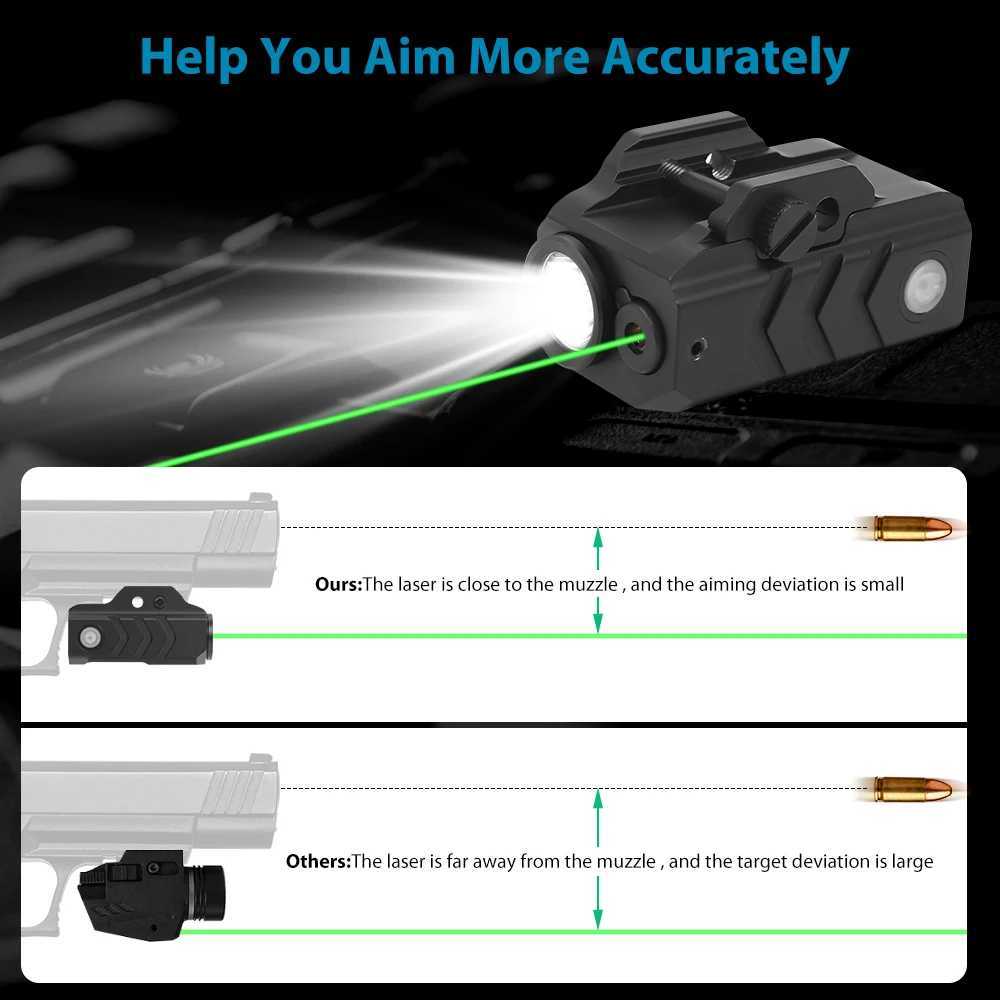 Pistol rifle laser light combination 800 lumens flashlight with red/green laser sight weapon gun light magnetic charging gloves flashlightW241204