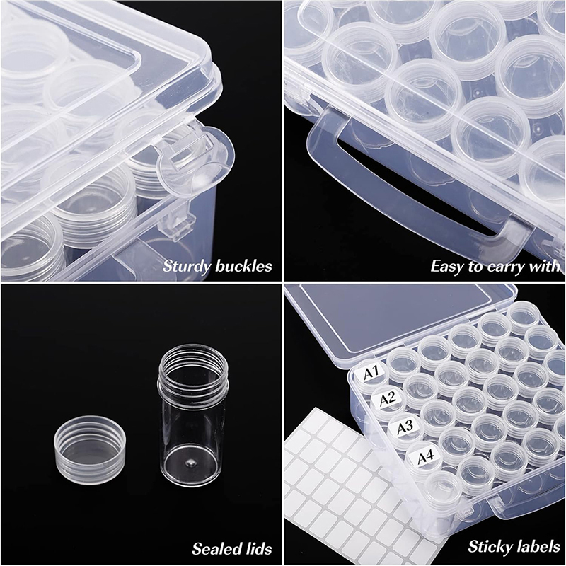 30 Large Transparent Plastic Storage Boxes for Diamond Painting Beads Particles Spices with Convenient Storage Container