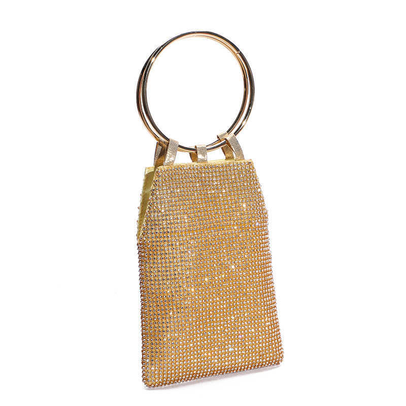 New Style Rhinestone Bag Inlaid with Diamond Dress Banquet Net Red Shiny Reflective Bracelet Portable Party Bag 241204