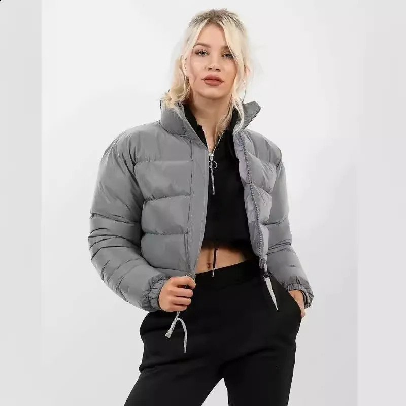 Winter Women Solid Jackets Bubble Short Crop Coats Puff Ladies Down Thick Warm Bomber Puffer Female Clothes 241203