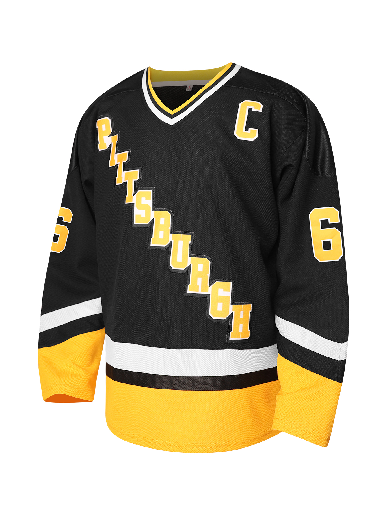 In Stock 87 Crosby 66 Lemieux Black Hockey Jersey Classic Retro Style Sportswear 100% Stitched Fast Shipping Embroidered Letter Number Design