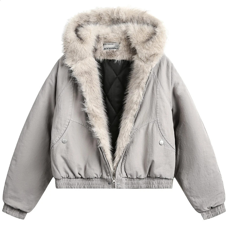Mens Winter Jackets Padded Coat Thicken Warm Parkas Fur Collar Outwear Streetwear Harajuku Oversized Jacket 241204