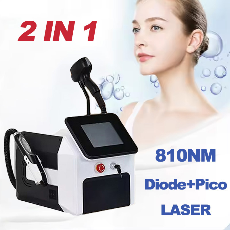 Whitening skin 2in1 Fast Hair Removal nd yag pico tattoo removal 810nm Diode Laser 810nm + 755nm + 1064nm device
