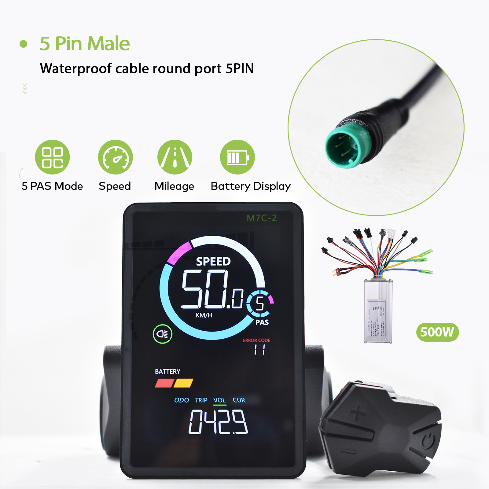 Electric Vehicle Motor Controller - High-Performance 350W Brushless Unit with Colorful LCD Screen Supporting Various Voltage Ranges