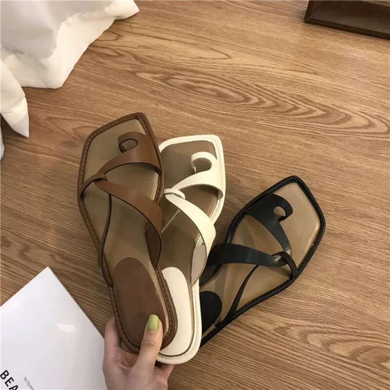 Women Summer New Korean Version Clip Toe Flip ps Outdoor Fashion Flat Casual Non-slip Sandals Female Beach Mules