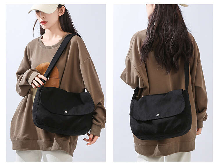 Cotton 16 Inch Canvas Fabric Women's Bag Crossbody Messenger Shopping Classes Shoulder Minimalist Tote Bags