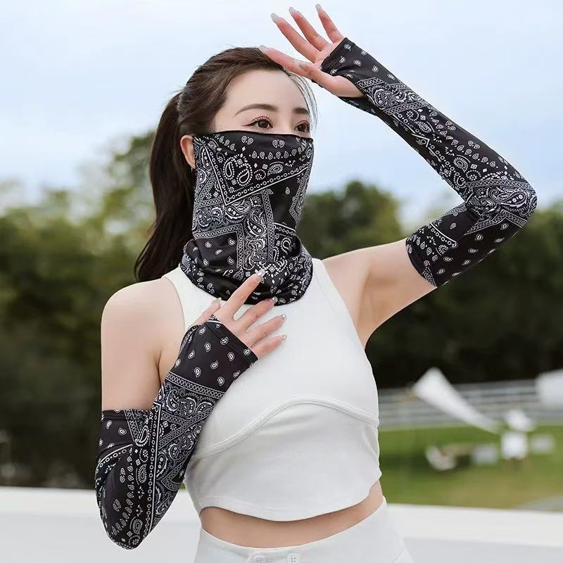 Sunscreen suit outdoor cycling summer men and women anti-ultraviolet ice silk sleeve cover mask neck protector neck shade breathable