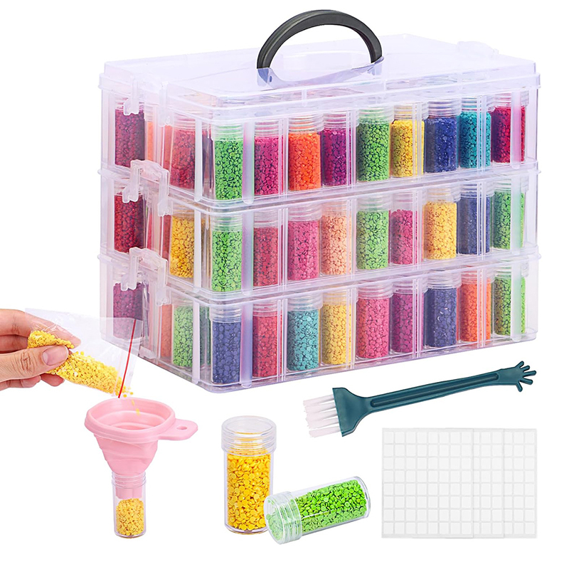 Manufacturer Direct Sales Round Bottle Storage Box Transparent Plastic Diamond Painting Rice Beads Jewelry Storage Box