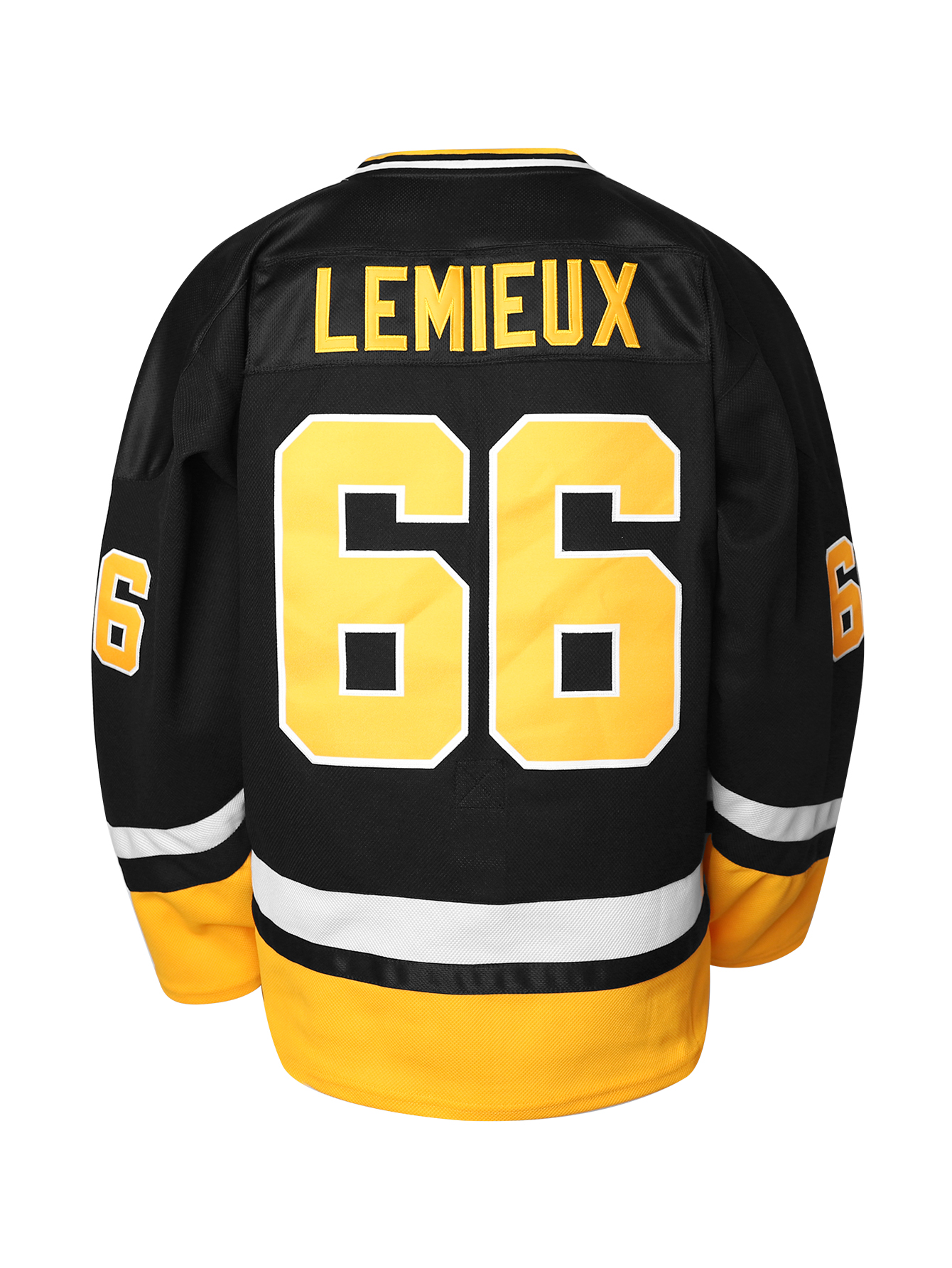 In Stock 87 Crosby 66 Lemieux Black Hockey Jersey Classic Retro Style Sportswear 100% Stitched Fast Shipping Embroidered Letter Number Design