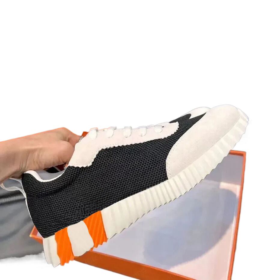 Bouncing Sneaker Plain Logo Limited Platform Sneakers Designer Light Sole Mesh Suede Trainers Goatskin Breathable Outdoor Trainers Color Orange