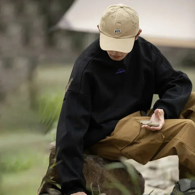 TFETTERS Chamois Mens Wool Leather Sweatshirt Autumn Winter Warm O-neck Couple Pull Out Outdoor Fashion Mens Wear 241203