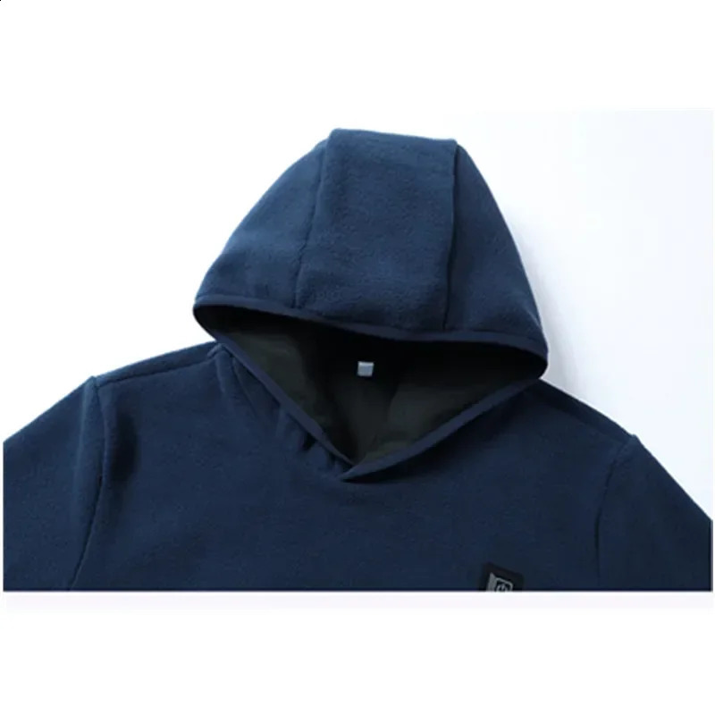 Winter Mens Smart Heating Sweatshirt Solid Coral Velvet Warm Hoodie Mens Sweatshirt USB 9 Area Controlled Charging 241203