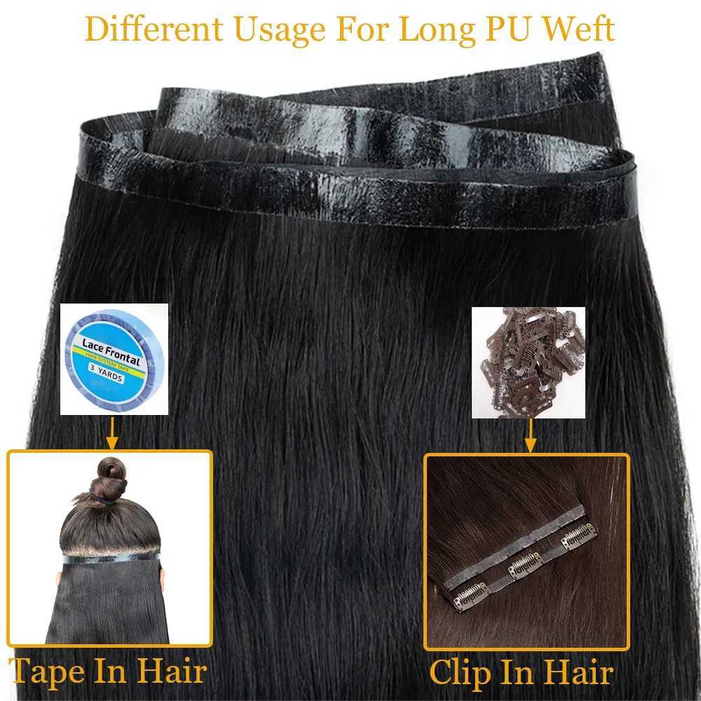 Straight Long PU Tape Weft Human Hair Extensions 12-22 Blonde Brown PU Skin Tape in Hair Flat Weft Sew In MicroLinks Hair S25526