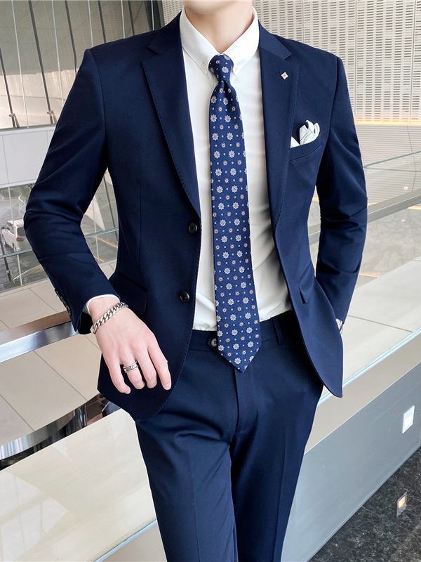 H441 Elegant Men's Two-Piece Business Suit Set - Tailored for Professionals