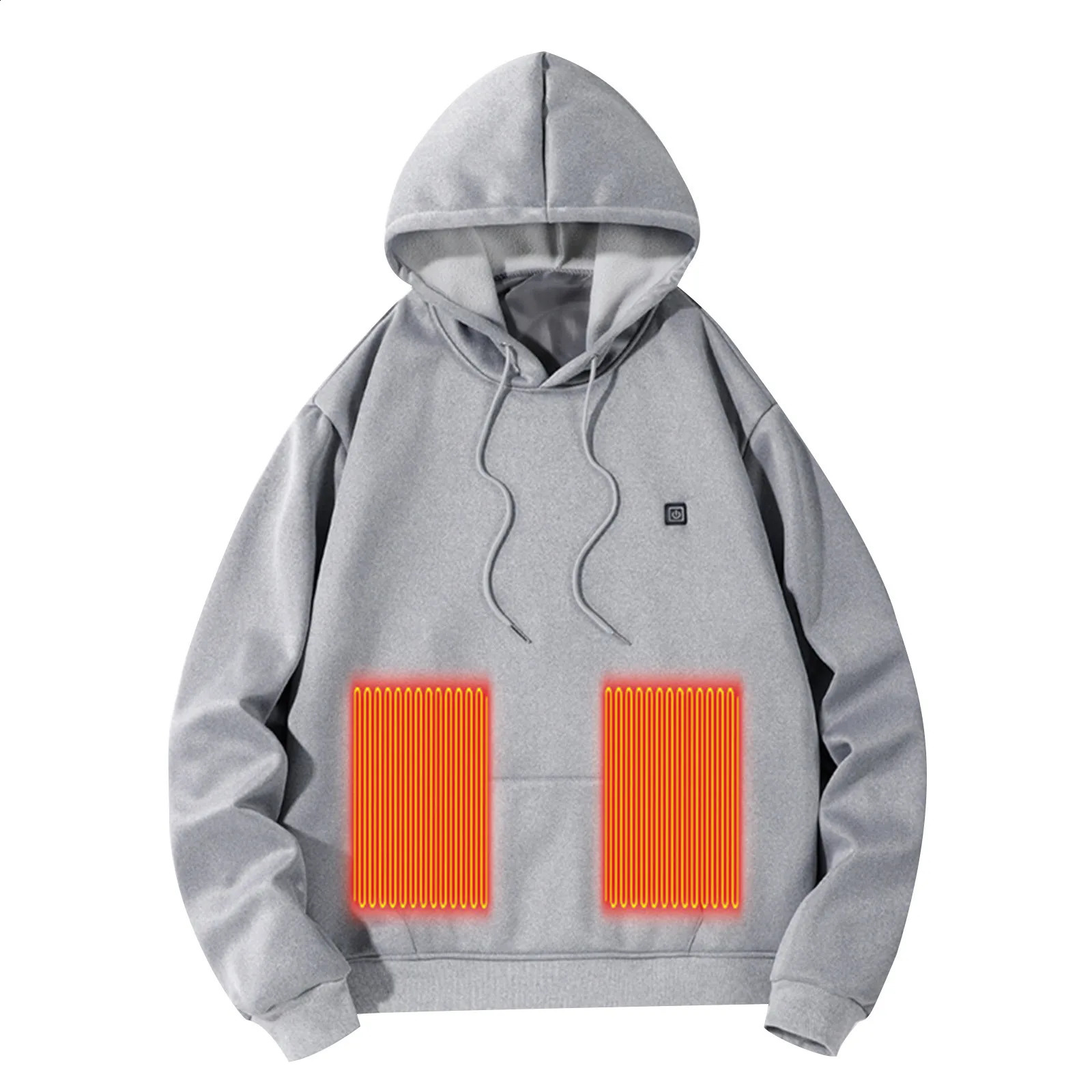 Mens winter warm hooded casual sports shirt USB hooded outdoor battery free electric heating cloth 241203