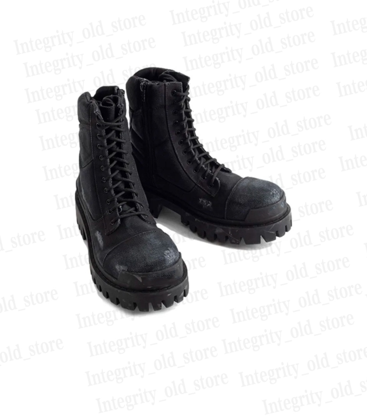 Paris mens boots Motorcycle style boot for women Oil wax canvas with zipper waterproof round toe mid tube Martin boots Make old style Rubber sole stri