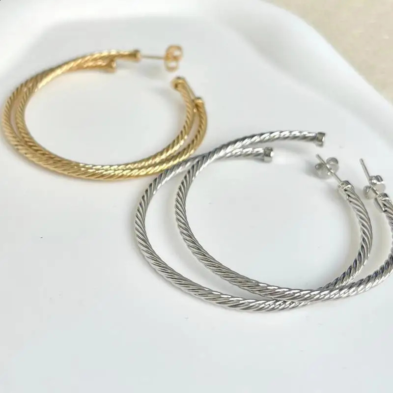 925 Sterling Silver Earring DY Classic Ladys Earrings Gold-Plated 241203
