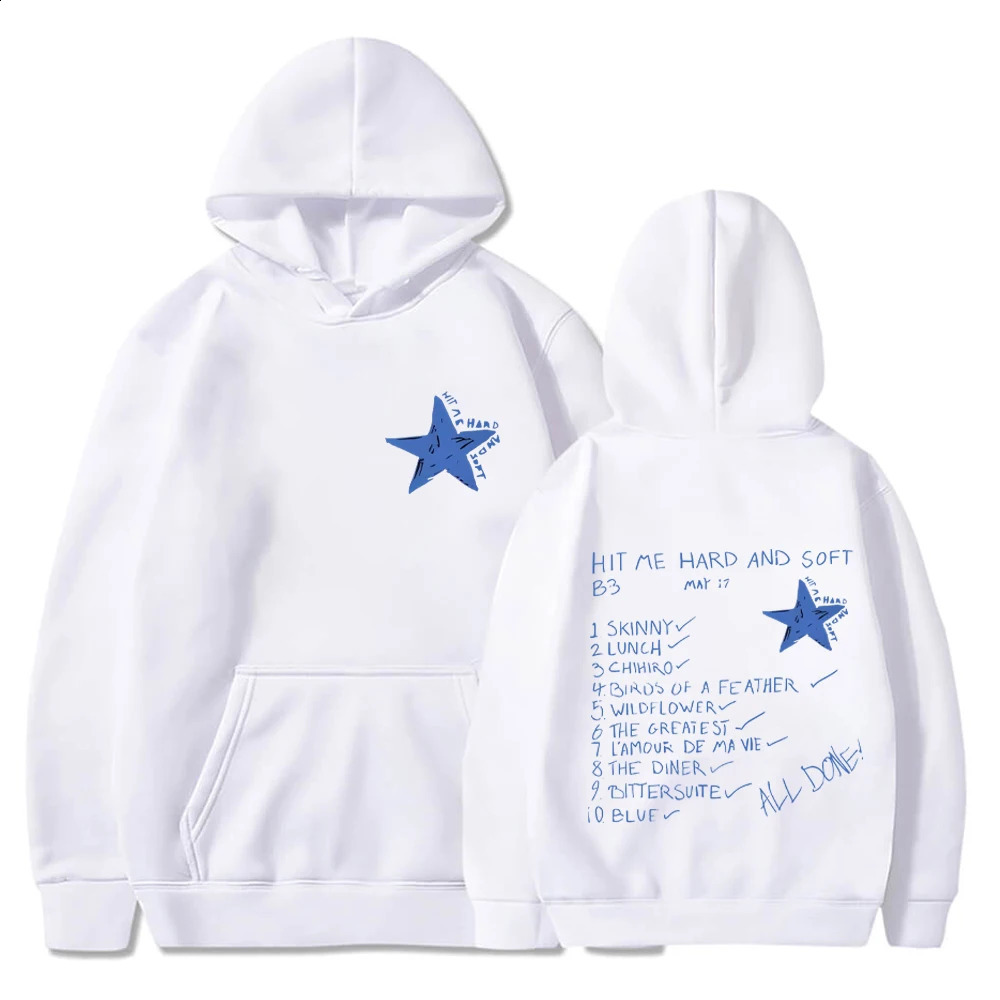 Hit Me Hard and Soft Tour Hoodies Hip Hop Hooded Sweatshirts Men Women Harajuku Fashion Fleece Loose Streetwear Y2K Clothes 241203