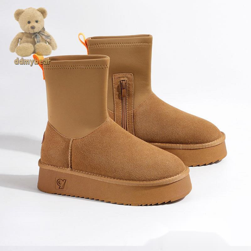 Ddmybear 2023 Autumn Winter Genuine Leather Snow For Women, Warm And Elastic Socks, Dipu With Thick Velvet Sole, Shoes, Cotton Boots Chinese Brand Sho