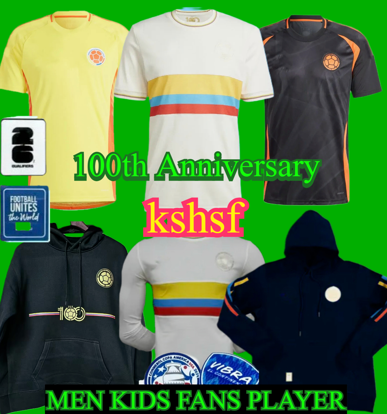 2024 2025 colombia Centenary soccer jersey 100-years anniversary 24 25 james L.DIAZ J.LERMA Copa America Home away men kids kit Football uniform fans player version