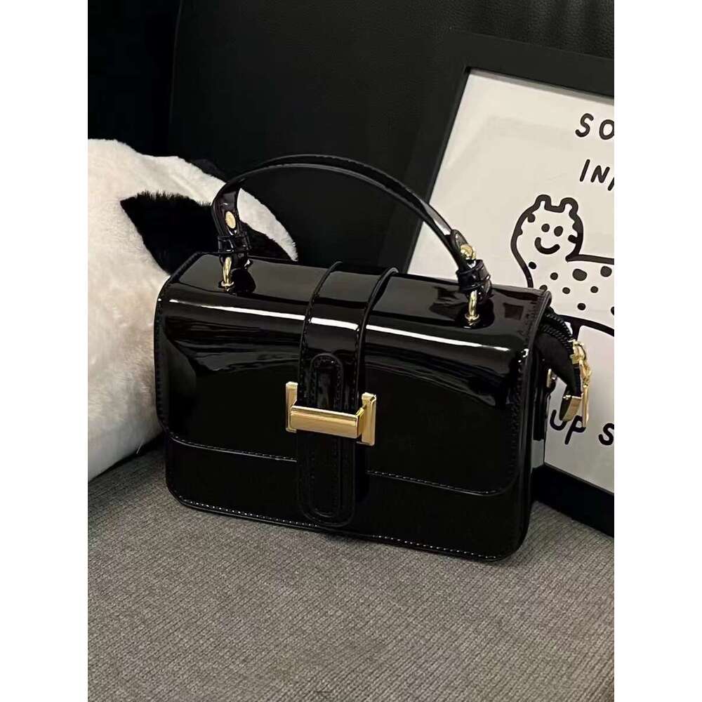 Solid Vintage Y2k Handbag Women High Street PU Leather Casual Black Square Bag Ladies Elegant Fashion Messenger Bags