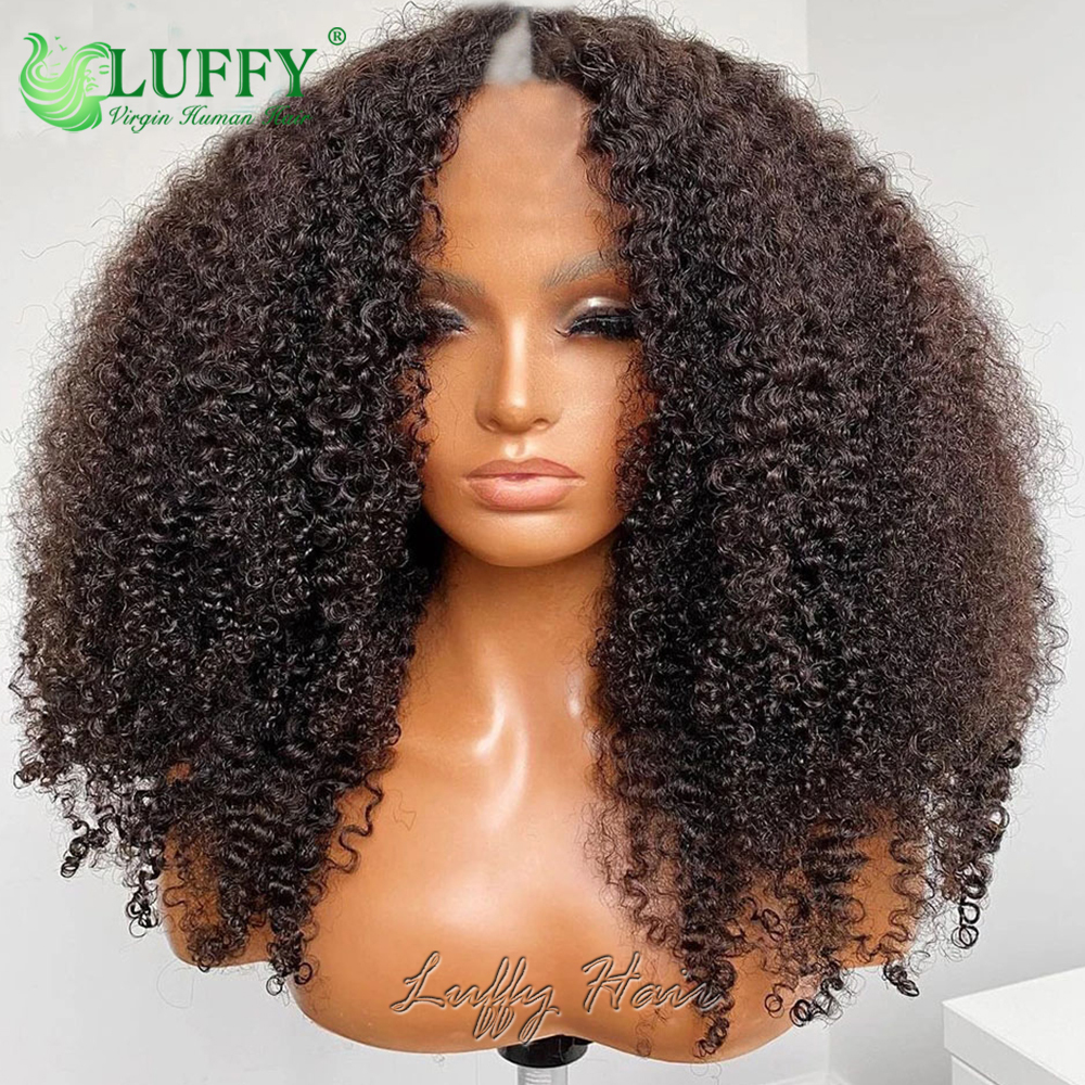 Afro Wigs 1X4 U V Part Kinky Curly No Leave Out Brazilian Human Hair Wig For Black Women 200% Density
