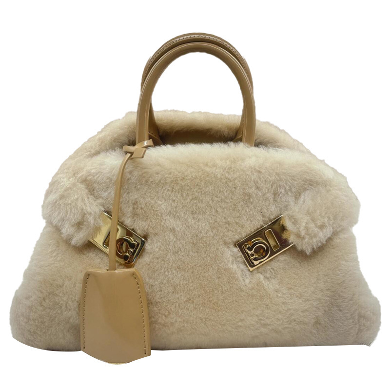 2025S designer ins net celebrity with the same casual bag all-match plush lock handbag plush hand bag shoulder bag messenger bag female bag
