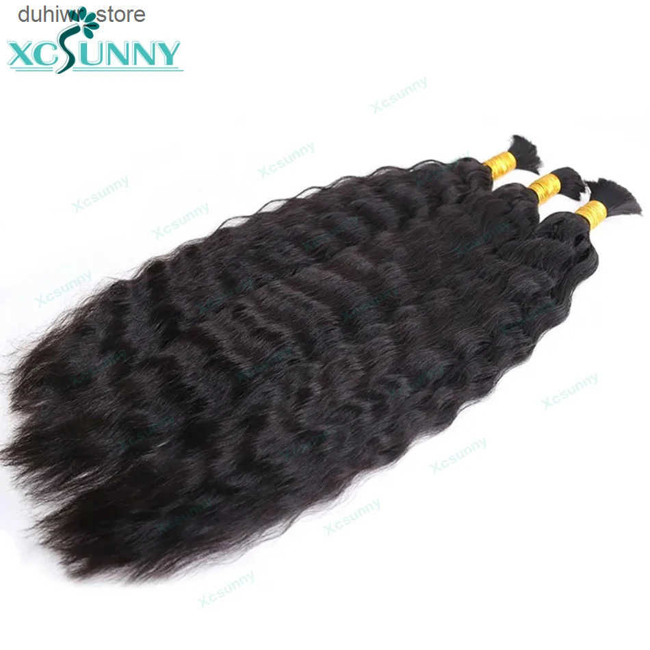 Hair Wefts Bulk Human Hair For Braiding Wet And Wavy Double Drawn Curly Bulk Human Hair Bundles Wholesale No Weft Extensions Boho Braids J241204