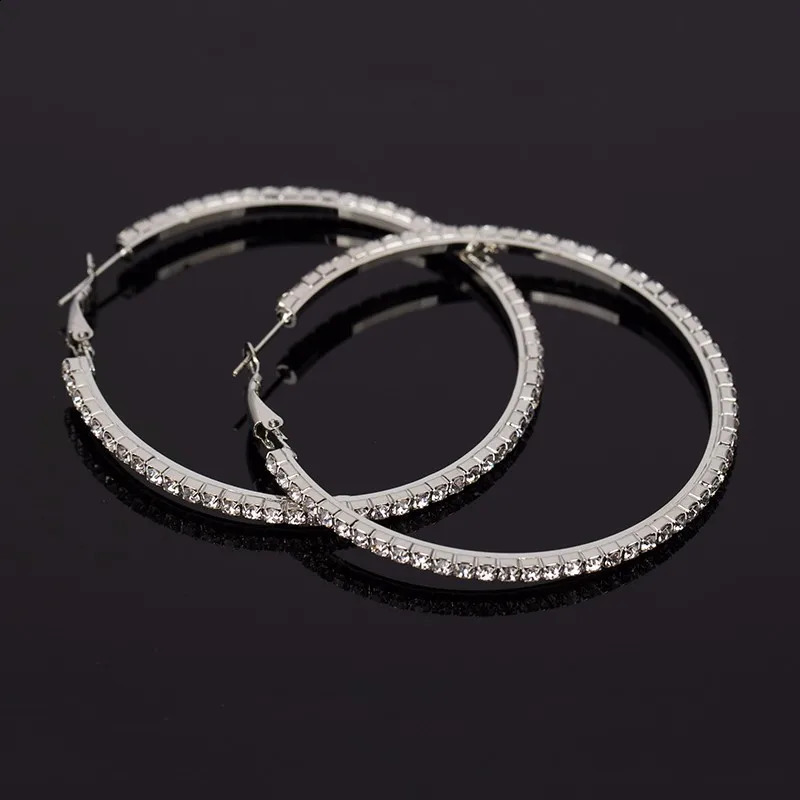 5 Pair Large Hoop Earrings Set Big Cubic Zirconia Hoop Earrings Thin Rhinestones 5 Size 241203